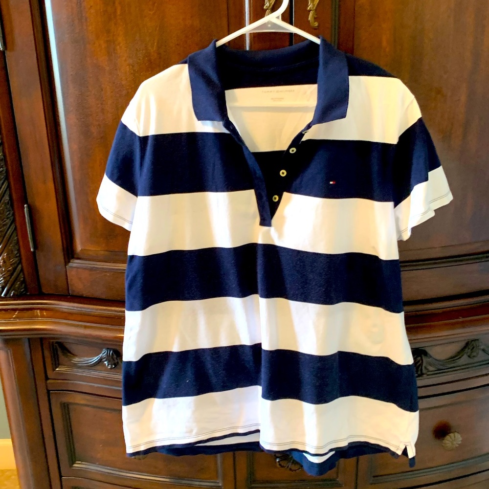 Free Ship 🆕Tommy Hilfiger ♥️ Striped Polo 💙